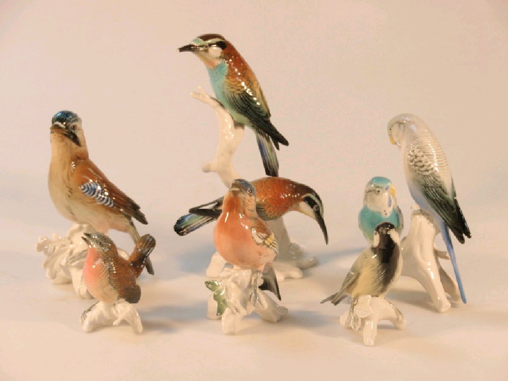 Appraisal: A group of six German porcelain birds various varieties in