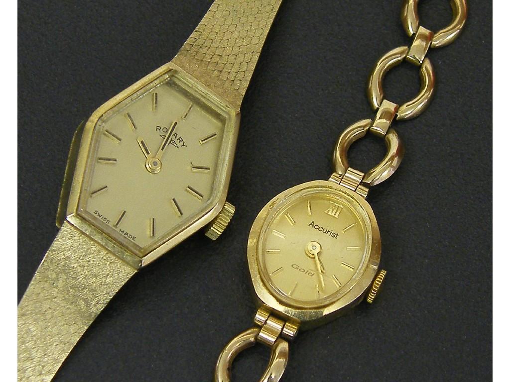 Appraisal: Rotary ct lady's bracelet watch gm also another ct bracelet