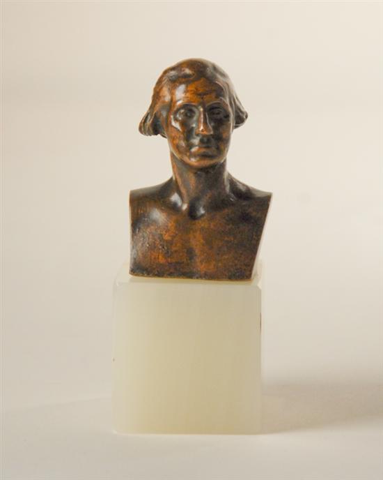 Appraisal: Cast Bronze Bust of George Washington on alabaster base A