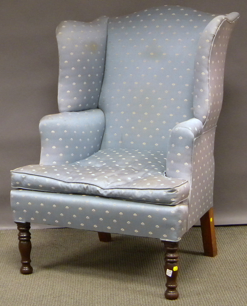 Appraisal: Late Federal Upholstered Mahogany Wing Chair