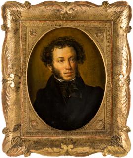 Appraisal: RUSSIAN TH CENTURY RUSSIAN TH CENTURYPortrait of Aleksandr Pushkin oil