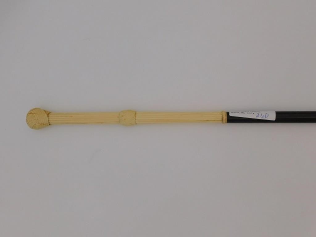 Appraisal: fist knot and reeded handle Exotic wood shaft and whalebone