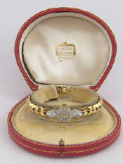 Appraisal: Cartier A lady's carat gold and diamond wristwatch with Jaeger-le-Coultre