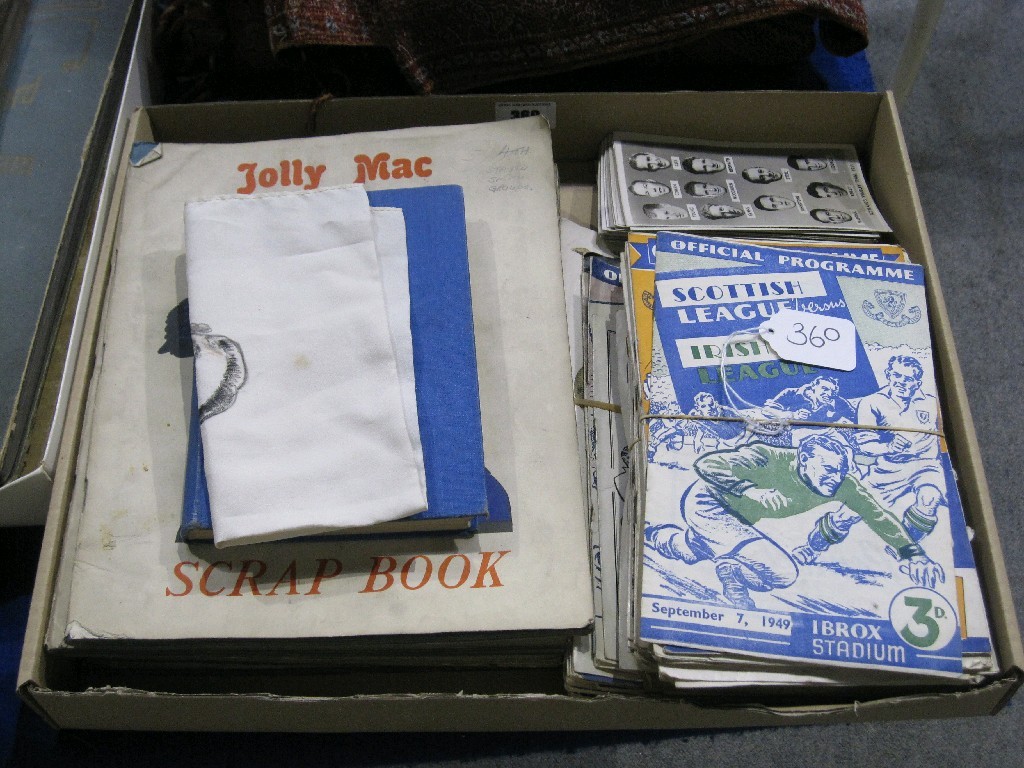 Appraisal: Extensive lot of football memorabilia - programmes photographs newspaper cuttings