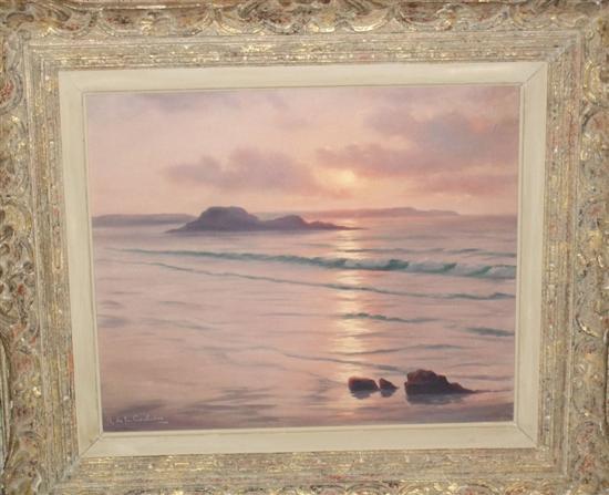 Appraisal: Roger de la Corbiere 'The sunny bay' signed oil on