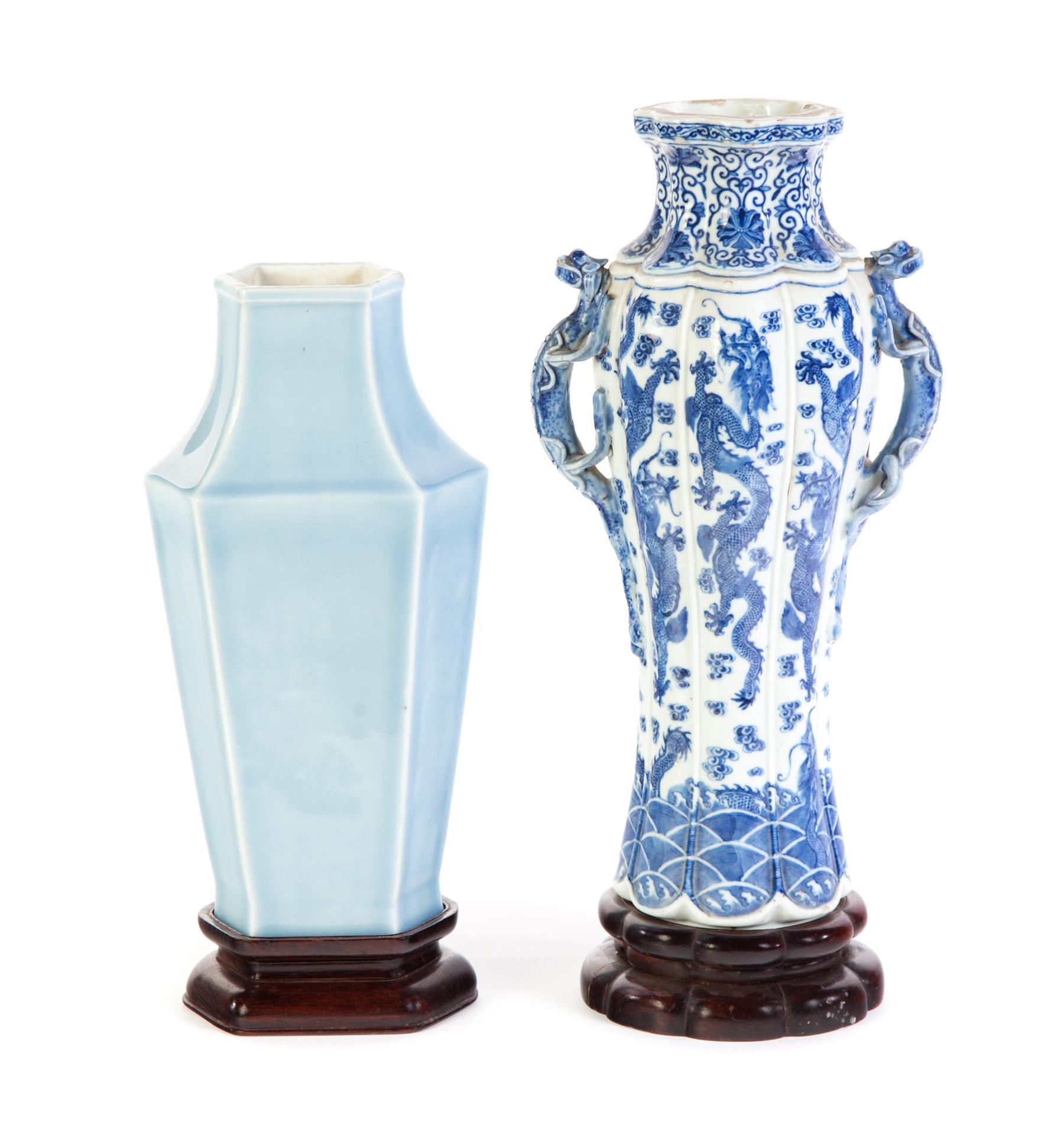 Appraisal: TWO CHINESE PORCELAIN VASES Twentieth century Both have six character