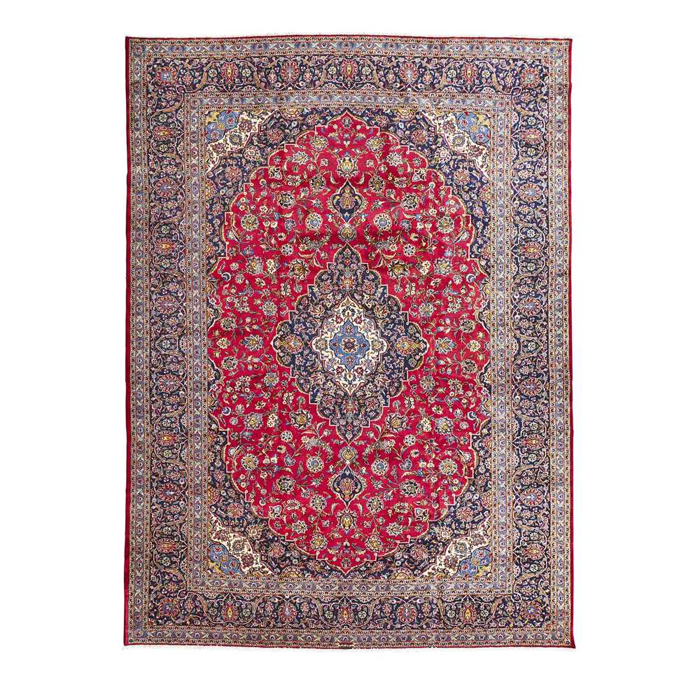 Appraisal: KASHAN CARPET CENTRAL PERSIA MODERN the red field with indigo