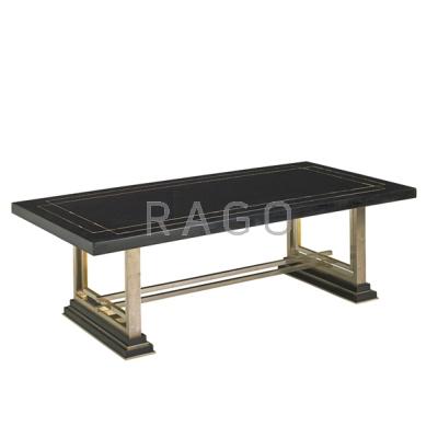 Appraisal: FRENCH Dining table s Lacquered wood chromed steel brass Inlaid