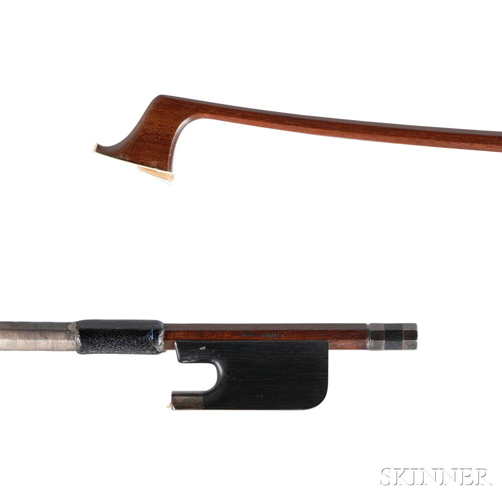 Appraisal: Swiss Silver-mounted Cello Bow the octagonal stick stamped JEAN BOUVIN