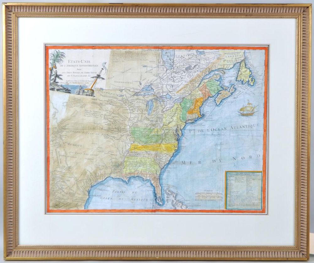 Appraisal: Antique French Map of United States - Etats-Unis De L'Amerique