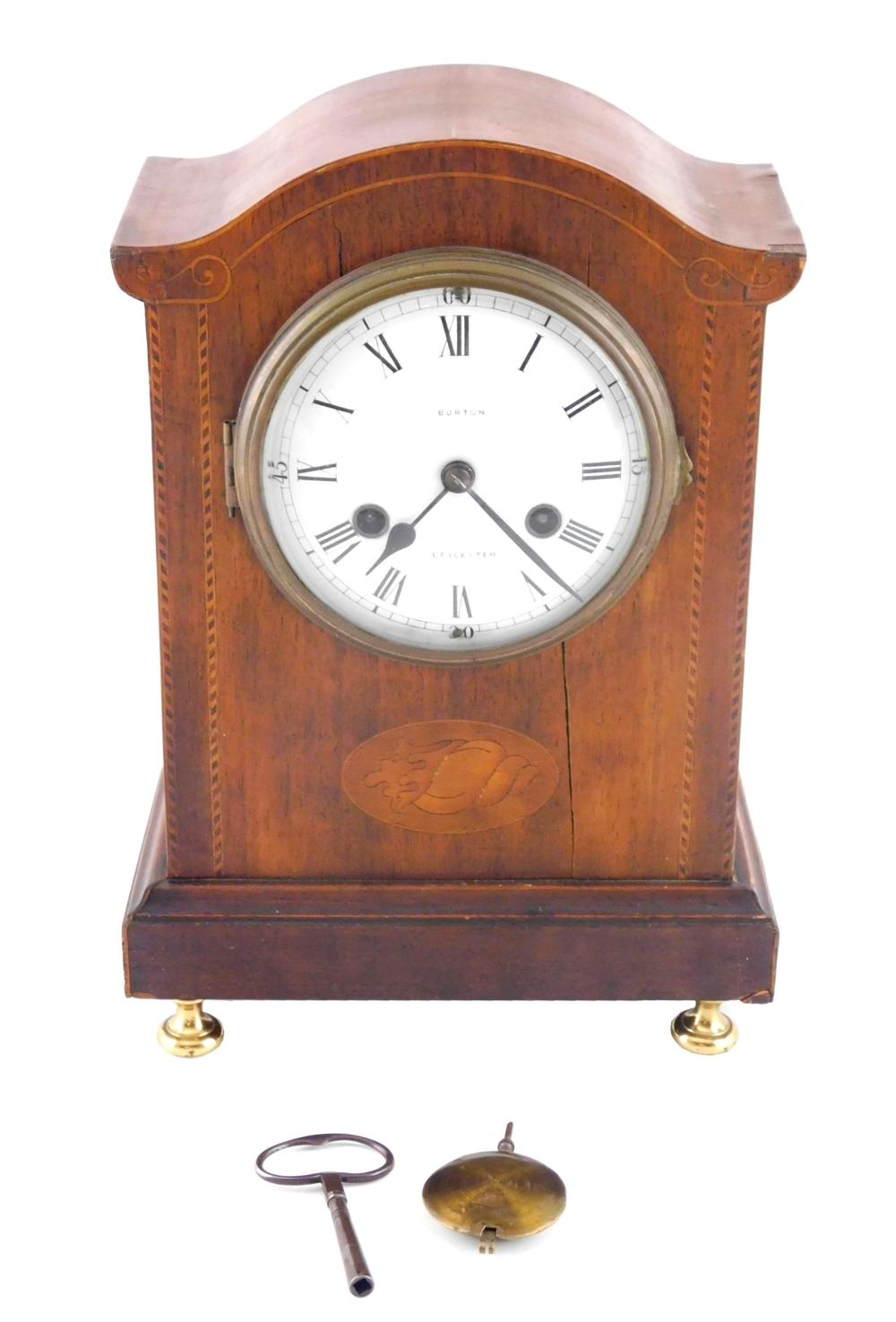 Appraisal: CLOCK English clock by Burton Leicester th C veneered case