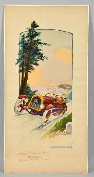 Appraisal: French Fabrique Automobile Beige Poster Signed GAMY Condition Excellent Size