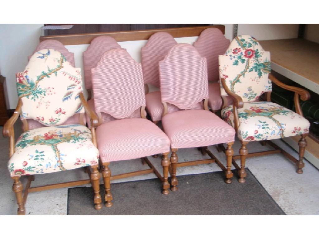 Appraisal: A set of eight oak framed dining chairs in thC