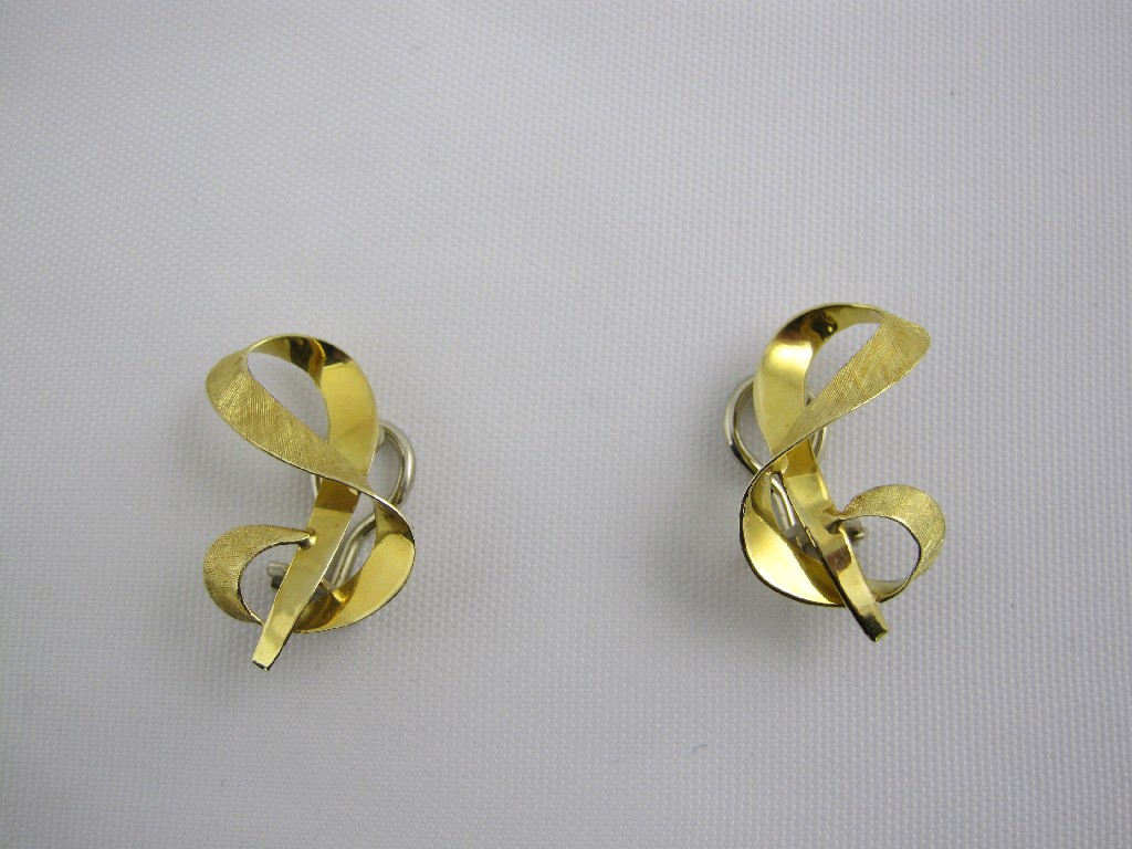 Appraisal: A pair of Bucherer Knot Ear Clips in ct gold