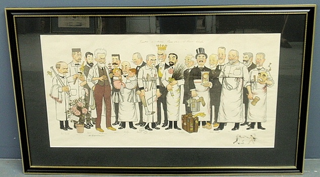 Appraisal: - Framed and matted Adrien Barrere caricature lithograph of Paris