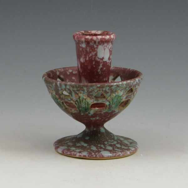 Appraisal: Roseville Ferella - '' candleholder in red Marked with original