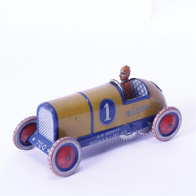 Appraisal: Tin Litho Lehmann Galop Windup Toy Racer with driver Made