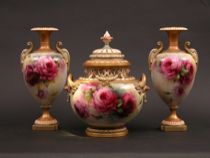 Appraisal: Signed Royal Worcester Garniture Set Royal Worcester each piece signed