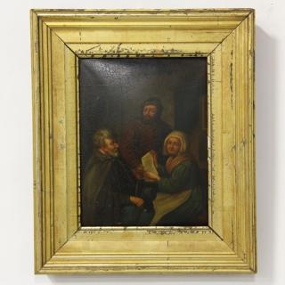 Appraisal: th Century Dutch Genre Scene oil on convex tin presented