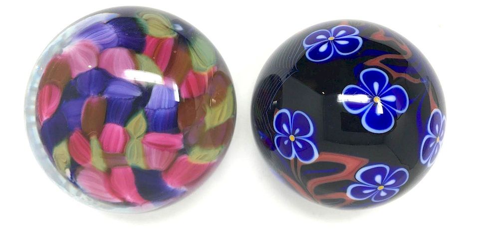 Appraisal: Two Art Glass Paperweights Lot Two Art Glass Paperweights Glass