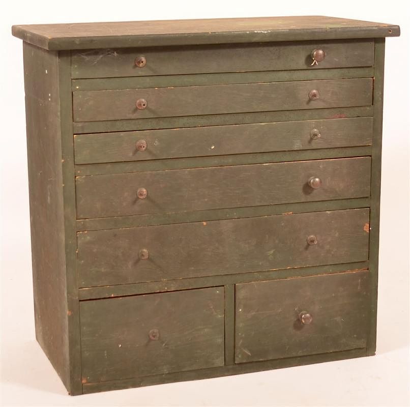 Appraisal: Green Painted Softwood Multi Drawer Cabinet Late th Early th