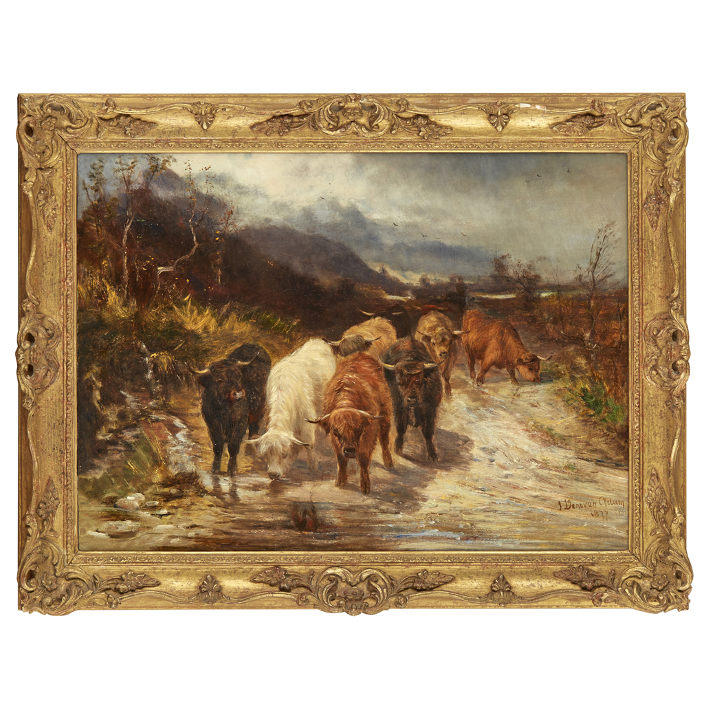 Appraisal: JOSEPH DENOVAN ADAM SCOTTISH - CATTLE signed and dated oil