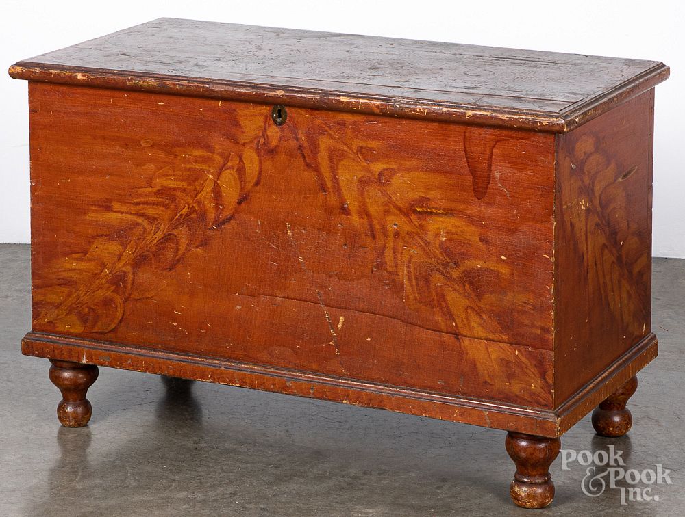 Appraisal: Pennsylvania painted pine blanket chest th c Pennsylvania painted pine