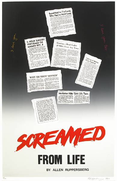 Appraisal: Allen Ruppersberg American born Screamed from Life silkscreen signed and