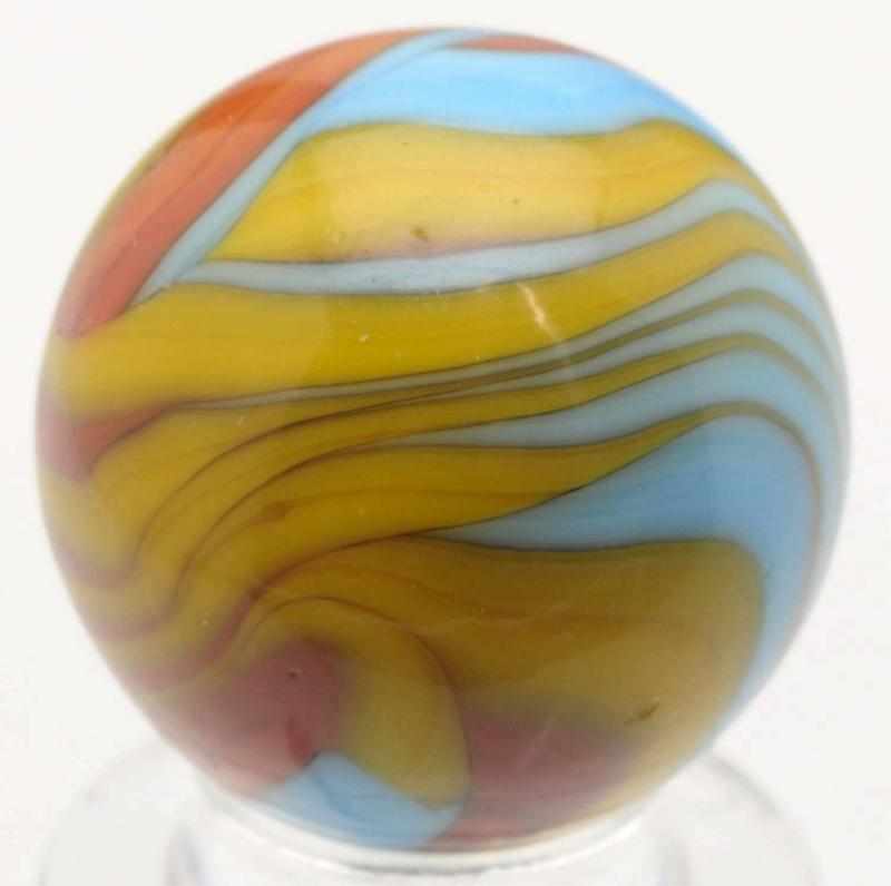 Appraisal: Christensen Agate Tri-Color Flame Marble Baby blue base with salmon