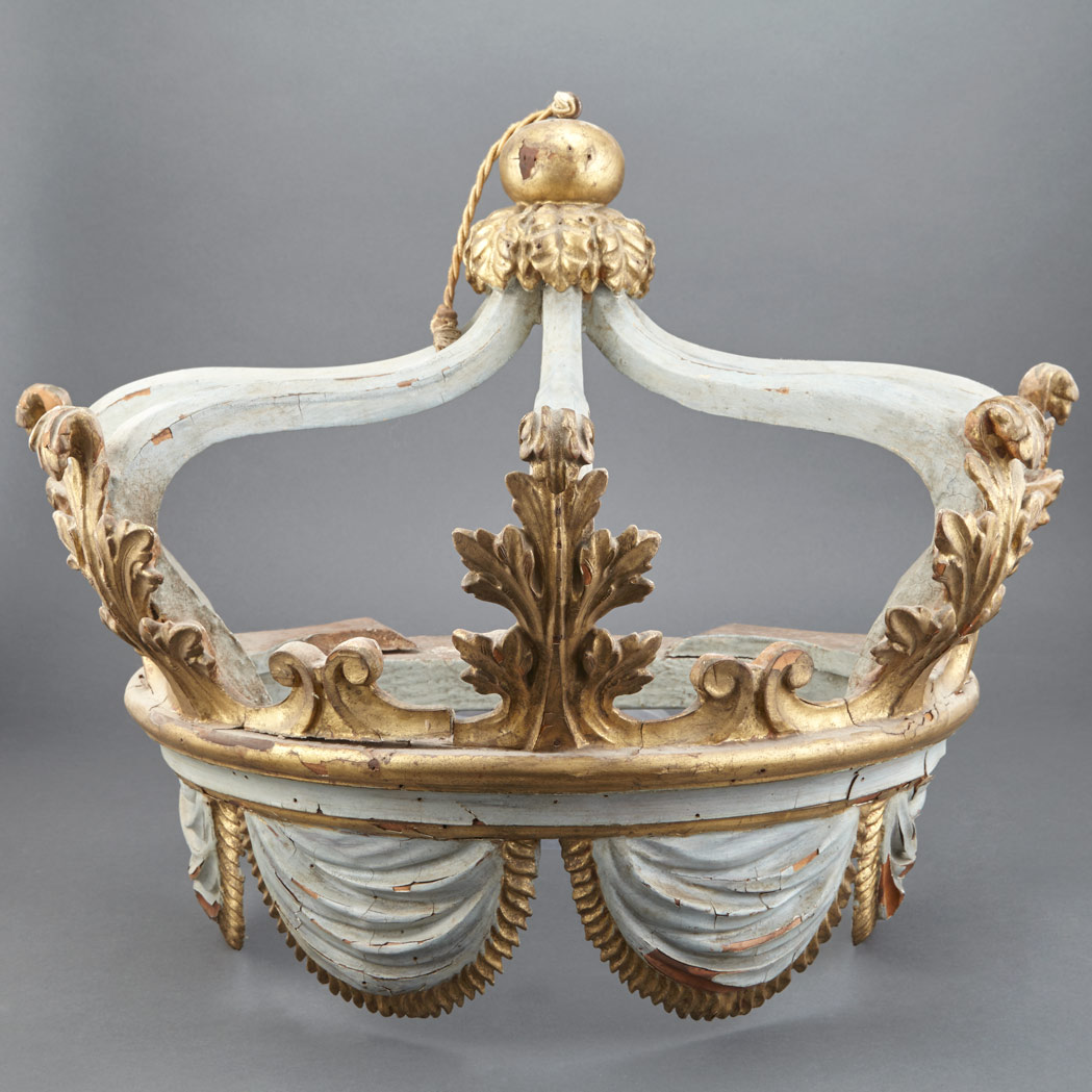 Appraisal: Neoclassical Style Painted and Parcel Gilt Canopy Corona In the