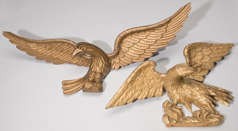 Appraisal: Two Carved American Gilt Eagles st item Gilt wooden carved