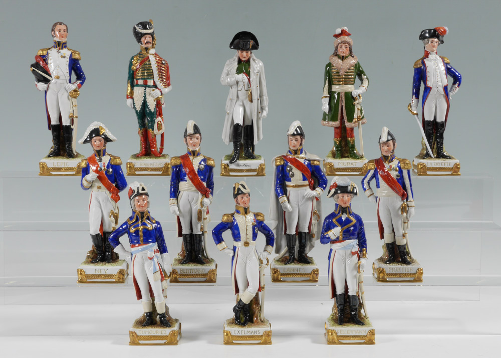 Appraisal: SITZENDORF PORCELAIN FIGURINES of NAPOLEON AND HIS GENERALS pieces total