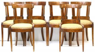 Appraisal: Set of Antique Beidermeier Fruitwood Chairs Having curved backs with