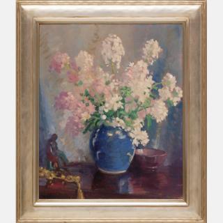 Appraisal: Frank H Desch - Still Life with Flowers Oil on