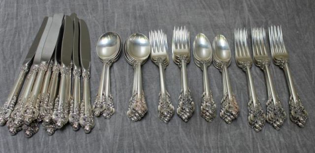 Appraisal: STERLING Wallace Grand Baroque Flatware Includes soup spoons luncheon forks