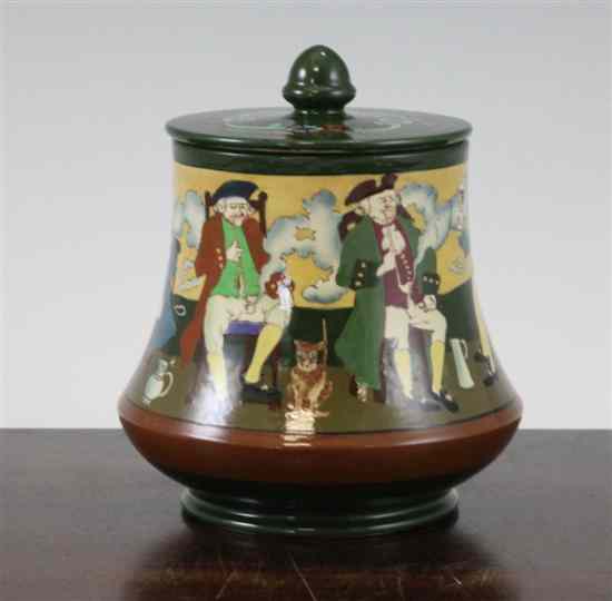 Appraisal: A Foley 'Intarsio' waisted tobacco jar and cover decorated with