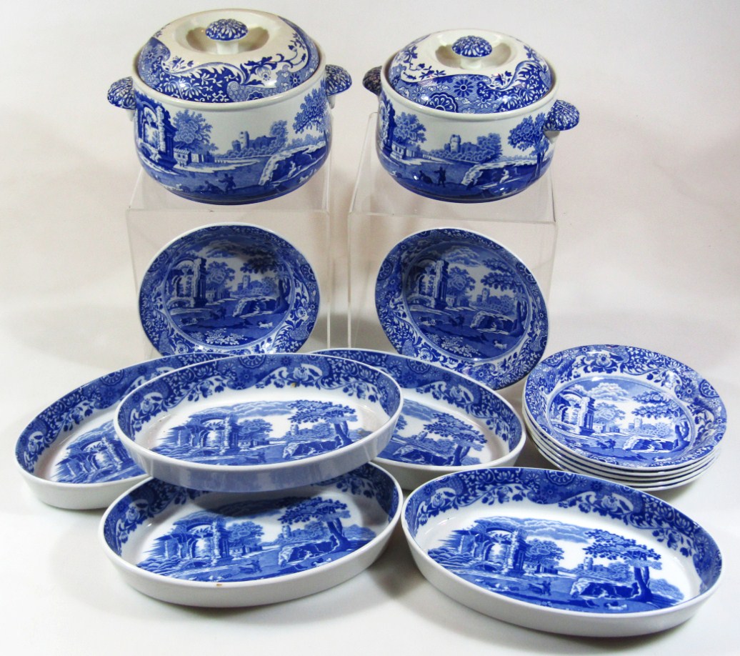 Appraisal: Various Copeland Spode blue and white Italian pottery comprising two