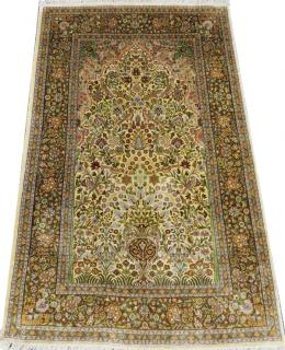 Appraisal: PERSIAN INDIAN DESIGN SILK AND COTTON CARPET PERSIAN INDIAN DESIGN