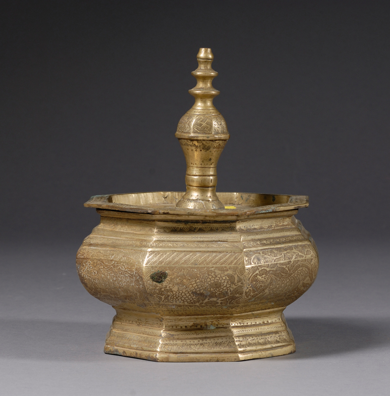 Appraisal: Brass Betel Nut Box Java Indonesia th century surface engraved