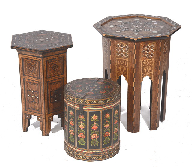 Appraisal: A MOORISH HEXAGONAL OCCASIONAL TABLE with mother of pearl and