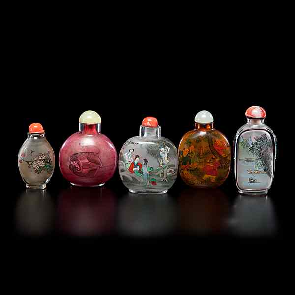 Appraisal: Reverse Painted Snuff Bottles Chinese th century A group of