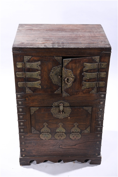 Appraisal: Antique Korean cabinet with metal mounts early th c x