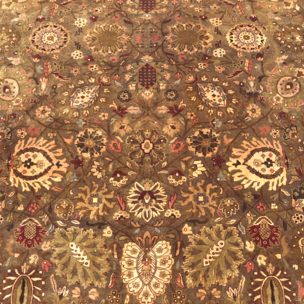 Appraisal: INDO-TABRIZ HAND KNOTTED WOOL ESTATE CARPET RUG WITH GOLD GROUND