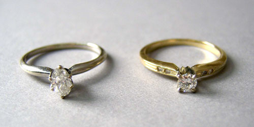 Appraisal: Two K gold diamond engagement rings one approx ct the