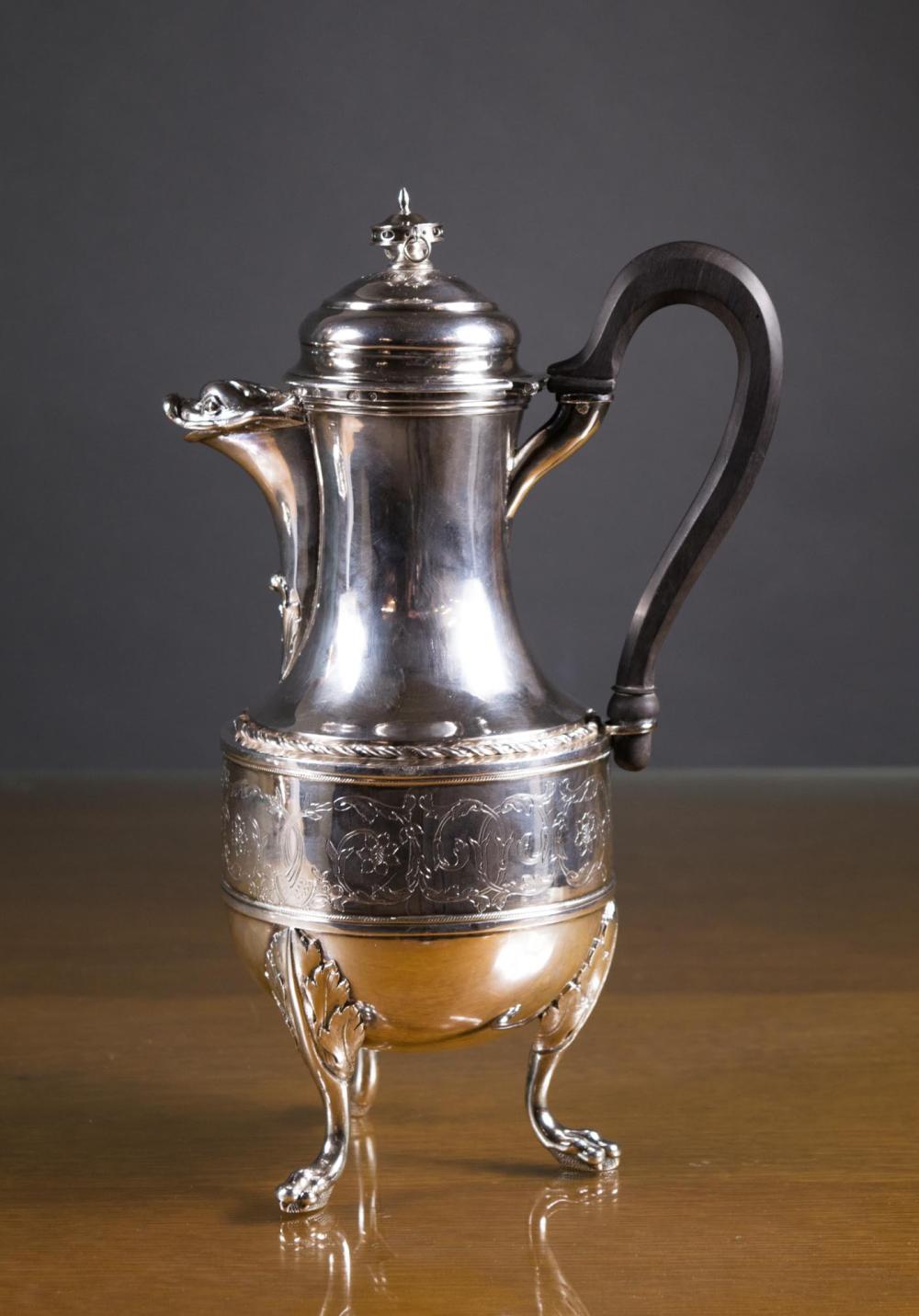 Appraisal: A FRENCH SILVER COFFEE POT Herault-Montpellier southern France c fine