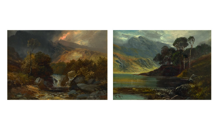 Appraisal: Clarence Roe British Painter - Pair of Country Landscapes with