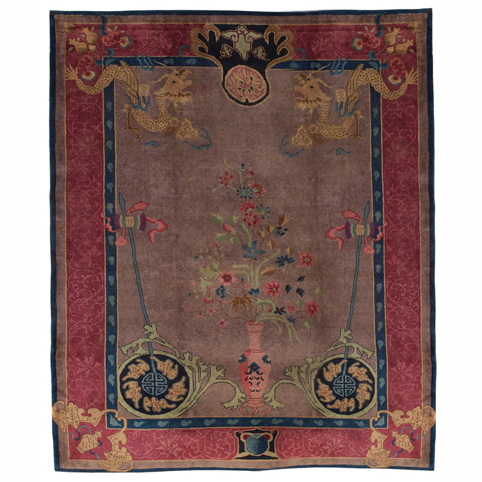 Appraisal: Good Chinese Deco rug c floral design on a grey