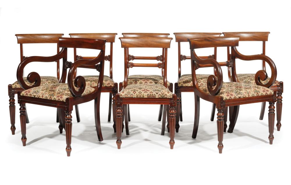 Appraisal: Set of Eight Regency Carved Mahogany Dining Chairs th c