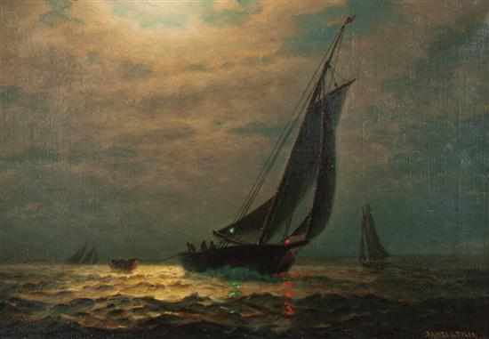 Appraisal: James Gale Tyler American - Sailing Ships at Moonlight oil