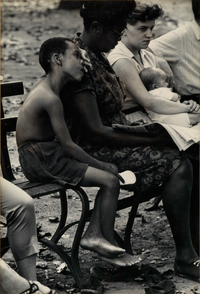 Appraisal: HEATH DAVE - Mothers and children bench Silver print x